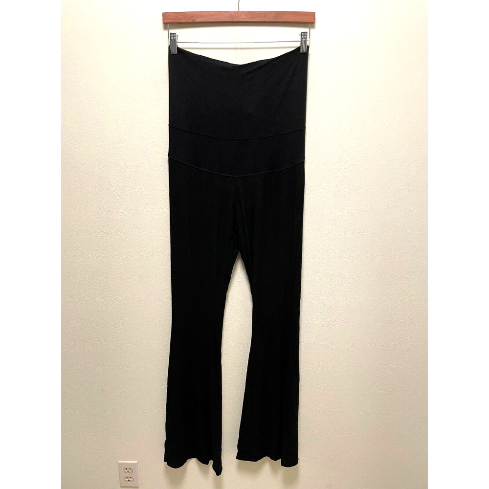 Stieglitz Womens Leggings Size EU 40 US 12 Black Flare Leg Fold Over Grunge Y2K